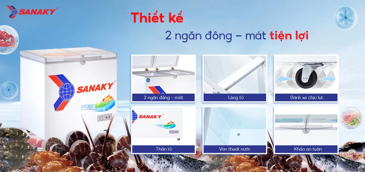 Tủ Đông Sanaky VH-2299W1 165 lít - bapize.baby - bapize