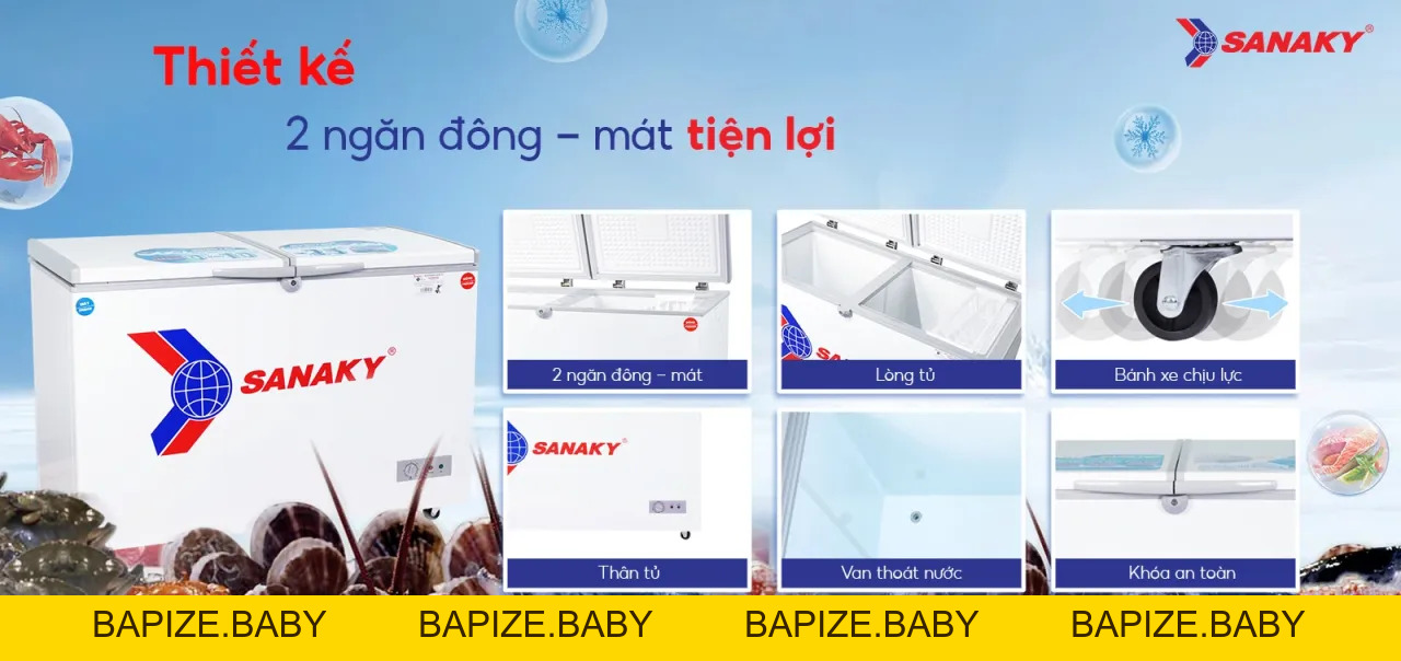 Tủ Đông Sanaky VH-405W2 280 lít - bapize.baby - bapize