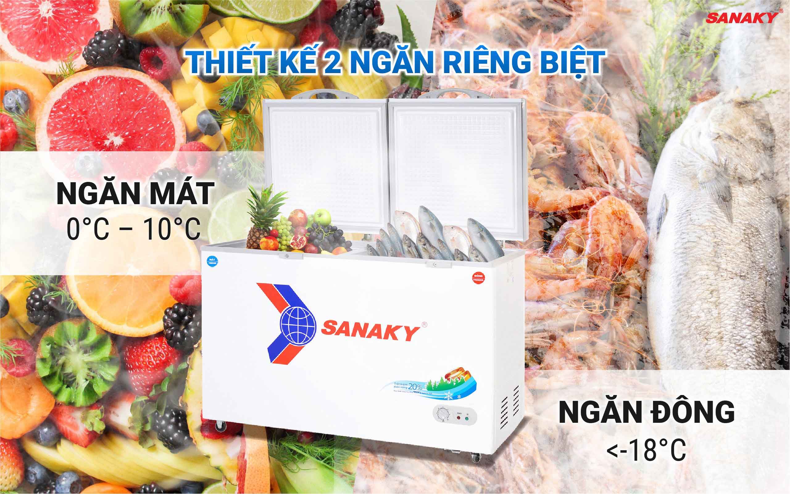Tủ Đông Sanaky VH-5699W1 365 lít - bapize.baby - bapize